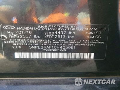 Zdjęcie 12 z 12 samochodu: 2016 HYUNDAI SONATA SE VIN:5NPE24AF1GH405081 - miniatura
