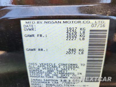 Zdjęcie 12 z 12 samochodu: 2016 NISSAN ALTIMA VIN:1N4AL3AP0GN383501 - miniatura