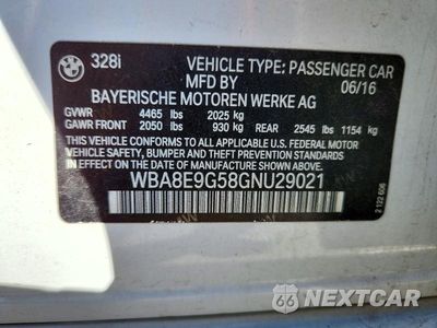 Zdjęcie 12 z 12 samochodu: 2016 BMW 328 I SULEV VIN:WBA8E9G58GNU29021 - miniatura