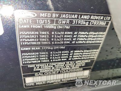 Zdjęcie 13 z 13 samochodu: 2016 LAND ROVER RANGE ROVER SUPERCHARGED VIN:SALGS3EF1GA259469 - miniatura