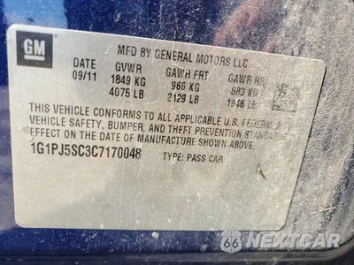 Zdjęcie 12 z 12 samochodu: 2012 CHEVROLET CRUZE ECO VIN:1G1PJ5SC3C7170048 - miniatura