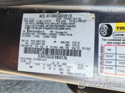 Zdjęcie 12 z 12 samochodu: 2012 LINCOLN MKZ VIN:3LNHL2GC0CR804126 - miniatura