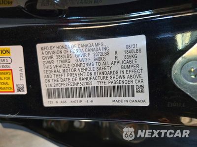 Zdjęcie 12 z 12 samochodu: 2022 HONDA CIVIC SPORT VIN:2HGFE2F53NH527058 - miniatura
