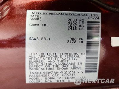 Zdjęcie 12 z 12 samochodu: 2024 NISSAN ALTIMA SL VIN:1N4BL4EW7RN422955 - miniatura
