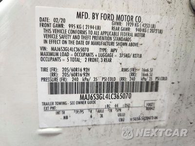 Zdjęcie 13 z 13 samochodu: 2020 FORD ECOSPORT SE VIN:MAJ6S3GL4LC365070 - miniatura