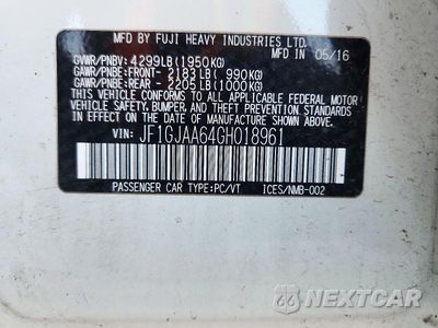 Zdjęcie 12 z 12 samochodu: 2016 SUBARU IMPREZA VIN:JF1GJAA64GH018961 - miniatura