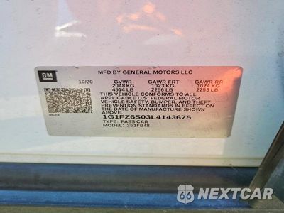 Zdjęcie 12 z 12 samochodu: 2020 CHEVROLET BOLT EV PREMIER VIN:1G1FZ6S03L4143675 - miniatura