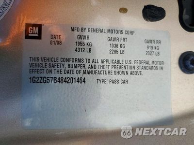 Zdjęcie 12 z 12 samochodu: 2008 PONTIAC G6 BASE VIN:1G2ZG57B484201464 - miniatura