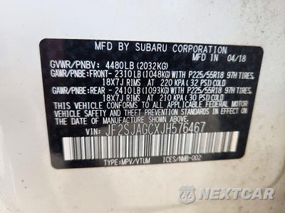 Zdjęcie 13 z 13 samochodu: 2018 SUBARU FORESTER 2.5I PREMIUM VIN:JF2SJAGCXJH576467 - miniatura