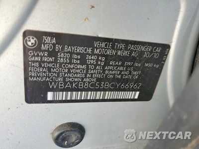 Zdjęcie 12 z 12 samochodu: 2011 BMW 750 LI VIN:WBAKB8C53BCY66962 - miniatura