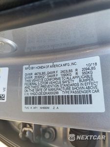 Zdjęcie 12 z 12 samochodu: 2019 HONDA ACCORD SPORT VIN:1HGCV2E32KA000299 - miniatura