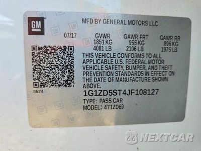 Zdjęcie 12 z 12 samochodu: 2018 CHEVROLET MALIBU LT VIN:1G1ZD5ST4JF108127 - miniatura