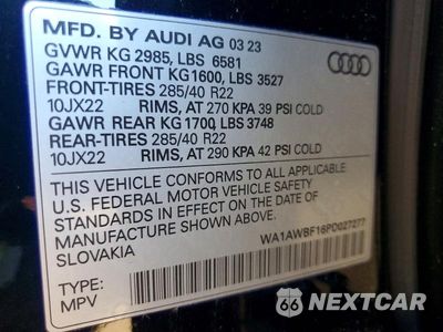Zdjęcie 14 z 14 samochodu: 2023 AUDI SQ8 PREMIUM PLUS VIN:WA1AWBF16PD027277 - miniatura