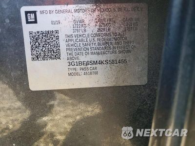 Zdjęcie 12 z 12 samochodu: 2019 CHEVROLET CRUZE LT VIN:3G1BE6SM4KS581455 - miniatura