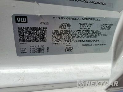 Zdjęcie 12 z 12 samochodu: 2022 CHEVROLET SILVERADO K1500 LTZ VIN:1GCUDGED4NZ589924 - miniatura
