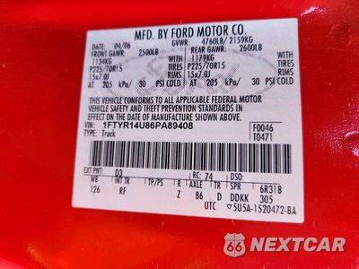 Zdjęcie 13 z 13 samochodu: 2006 FORD RANGER SUPER CAB VIN:1FTYR14U86PA89408 - miniatura