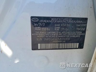 Zdjęcie 12 z 12 samochodu: 2021 HYUNDAI SONATA SE VIN:5NPEG4JA7MH116904 - miniatura