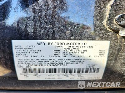 Zdjęcie 14 z 14 samochodu: 2022 FORD EXPLORER XLT VIN:1FMSK7DH9NGA71784 - miniatura