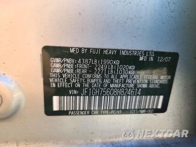 Zdjęcie 12 z 12 samochodu: 2008 SUBARU IMPREZA WRX PREMIUM VIN:JF1GH75608H824614 - miniatura
