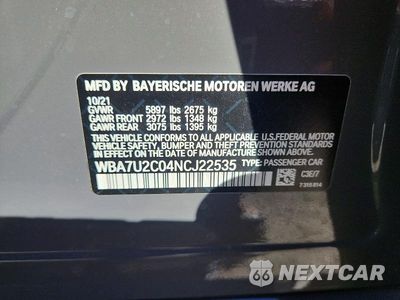 Zdjęcie 12 z 12 samochodu: 2022 BMW 750 XI VIN:WBA7U2C04NCJ22535 - miniatura