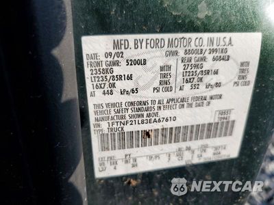 Zdjęcie 12 z 12 samochodu: 2003 FORD F250 SUPER DUTY VIN:1FTNF21L83EA67610 - miniatura