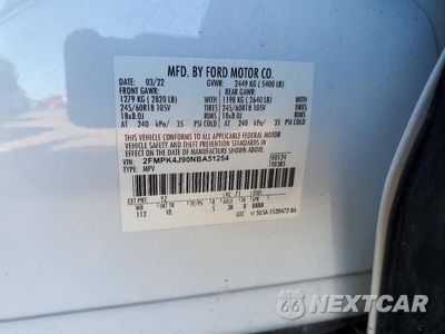 Zdjęcie 13 z 13 samochodu: 2022 FORD EDGE SEL VIN:2FMPK4J90NBA51254 - miniatura