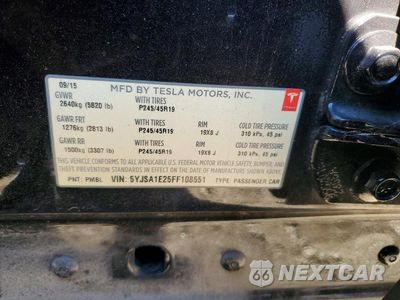 Zdjęcie 12 z 12 samochodu: 2015 TESLA MODEL S VIN:5YJSA1E25FF108551 - miniatura