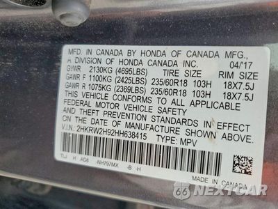 Zdjęcie 13 z 13 samochodu: 2017 HONDA CR-V TOURING VIN:2HKRW2H92HH638415 - miniatura