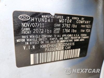 Zdjęcie 12 z 12 samochodu: 2012 HYUNDAI ELANTRA GLS VIN:KMHDH4AE3CU356916 - miniatura