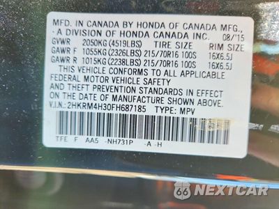 Zdjęcie 14 z 14 samochodu: 2015 HONDA CR-V LX VIN:2HKRM4H30FH687185 - miniatura