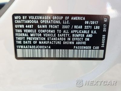 Zdjęcie 12 z 12 samochodu: 2018 VOLKSWAGEN PASSAT S VIN:1VWAA7A32JC002414 - miniatura