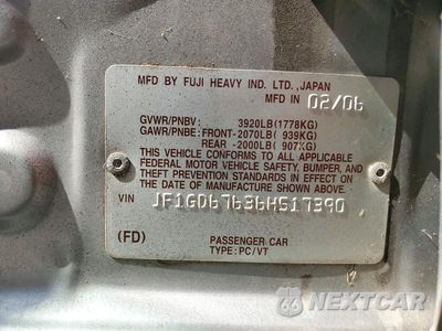 Zdjęcie 12 z 12 samochodu: 2006 SUBARU IMPREZA 2.5I VIN:JF1GD67636H517390 - miniatura