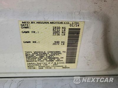 Zdjęcie 13 z 13 samochodu: 2014 NISSAN ALTIMA 2.5 SV VIN:1N4AL3AP7EC274106 - miniatura