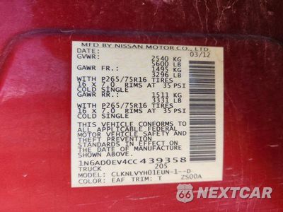 Zdjęcie 12 z 12 samochodu: 2012 NISSAN FRONTIER S VIN:1N6AD0EV4CC439358 - miniatura