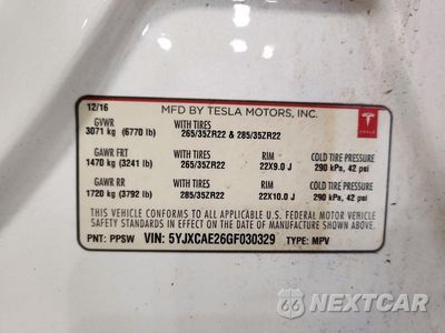 Zdjęcie 13 z 13 samochodu: 2016 TESLA MODEL X VIN:5YJXCAE26GF030329 - miniatura