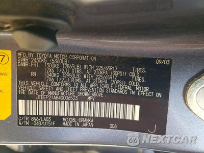 Zdjęcie 13 z 13 samochodu: 2004 TOYOTA HIGHLANDER LIMITED VIN:JTEEP21A840006523 - miniatura
