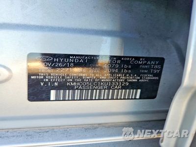 Zdjęcie 12 z 12 samochodu: 2019 HYUNDAI IONIQ LIMITED VIN:KMHC05LC1KU133129 - miniatura