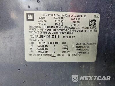 Zdjęcie 13 z 13 samochodu: 2013 CHEVROLET EQUINOX LT VIN:2GNALDEK1D6142519 - miniatura