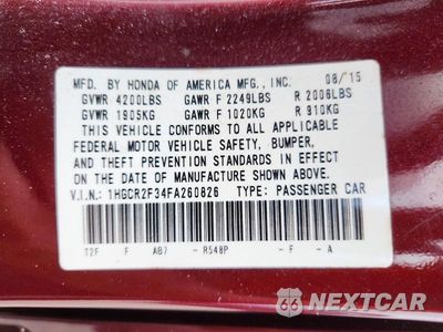 Zdjęcie 13 z 13 samochodu: 2015 HONDA ACCORD LX VIN:1HGCR2F34FA260826 - miniatura