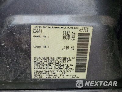Zdjęcie 12 z 12 samochodu: 2016 NISSAN ALTIMA 2.5 SR VIN:1N4AL3AP9GC263501 - miniatura
