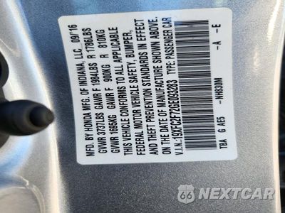 Zdjęcie 12 z 12 samochodu: 2016 HONDA CIVIC EX VIN:19XFC2F72GE093283 - miniatura