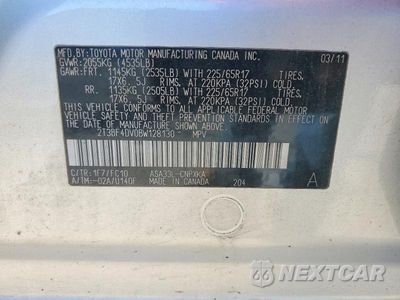 Zdjęcie 14 z 14 samochodu: 2011 TOYOTA RAV4 BASE VIN:2T3BF4DV0BW128130 - miniatura