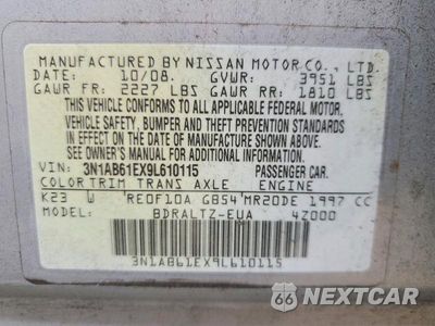 Zdjęcie 12 z 12 samochodu: 2009 NISSAN SENTRA 2.0 VIN:3N1AB61EX9L610115 - miniatura