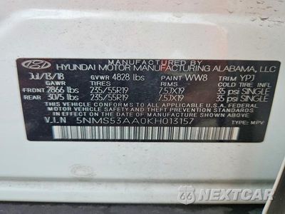 Zdjęcie 13 z 13 samochodu: 2019 HYUNDAI SANTA FE LIMITED 2.0T VIN:5NMS53AA0KH013157 - miniatura