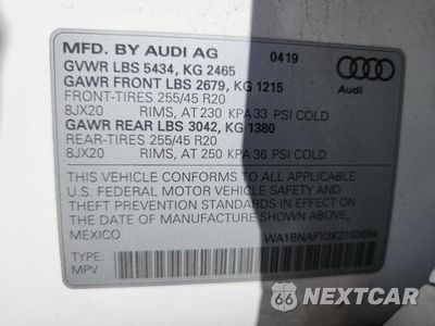 Zdjęcie 13 z 13 samochodu: 2019 AUDI Q5 PREMIUM PLUS VIN:WA1BNAFY3K2103654 - miniatura