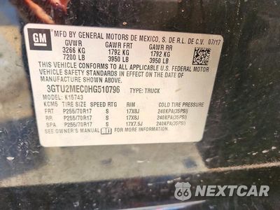 Zdjęcie 12 z 12 samochodu: 2017 GMC SIERRA K1500 SLE VIN:3GTU2MEC0HG510796 - miniatura