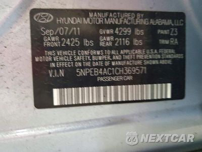 Zdjęcie 12 z 12 samochodu: 2012 HYUNDAI SONATA GLS VIN:5NPEB4AC1CH369571 - miniatura