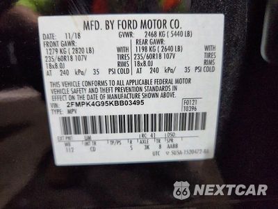 Zdjęcie 14 z 14 samochodu: 2019 FORD EDGE SE VIN:2FMPK4G95KBB03495 - miniatura