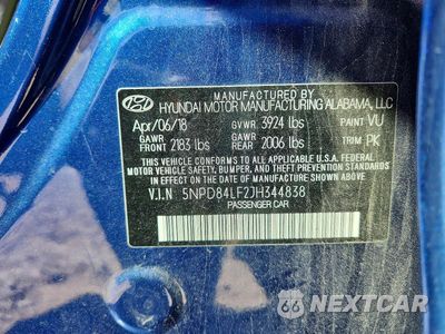 Zdjęcie 13 z 13 samochodu: 2018 HYUNDAI ELANTRA SEL VIN:5NPD84LF2JH344838 - miniatura