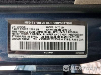 Zdjęcie 13 z 13 samochodu: 2006 VOLVO S60 2.5T VIN:YV1RS592262558216 - miniatura